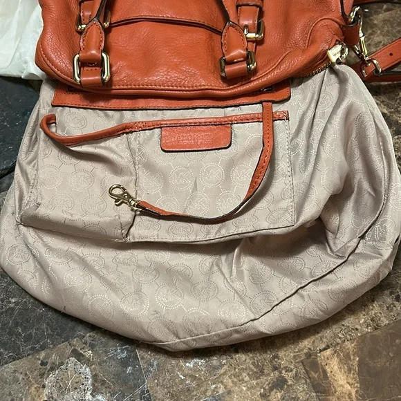 Michael Kors (Bedford) Orange Satchel with Gold Accents - Picture 5 of 9